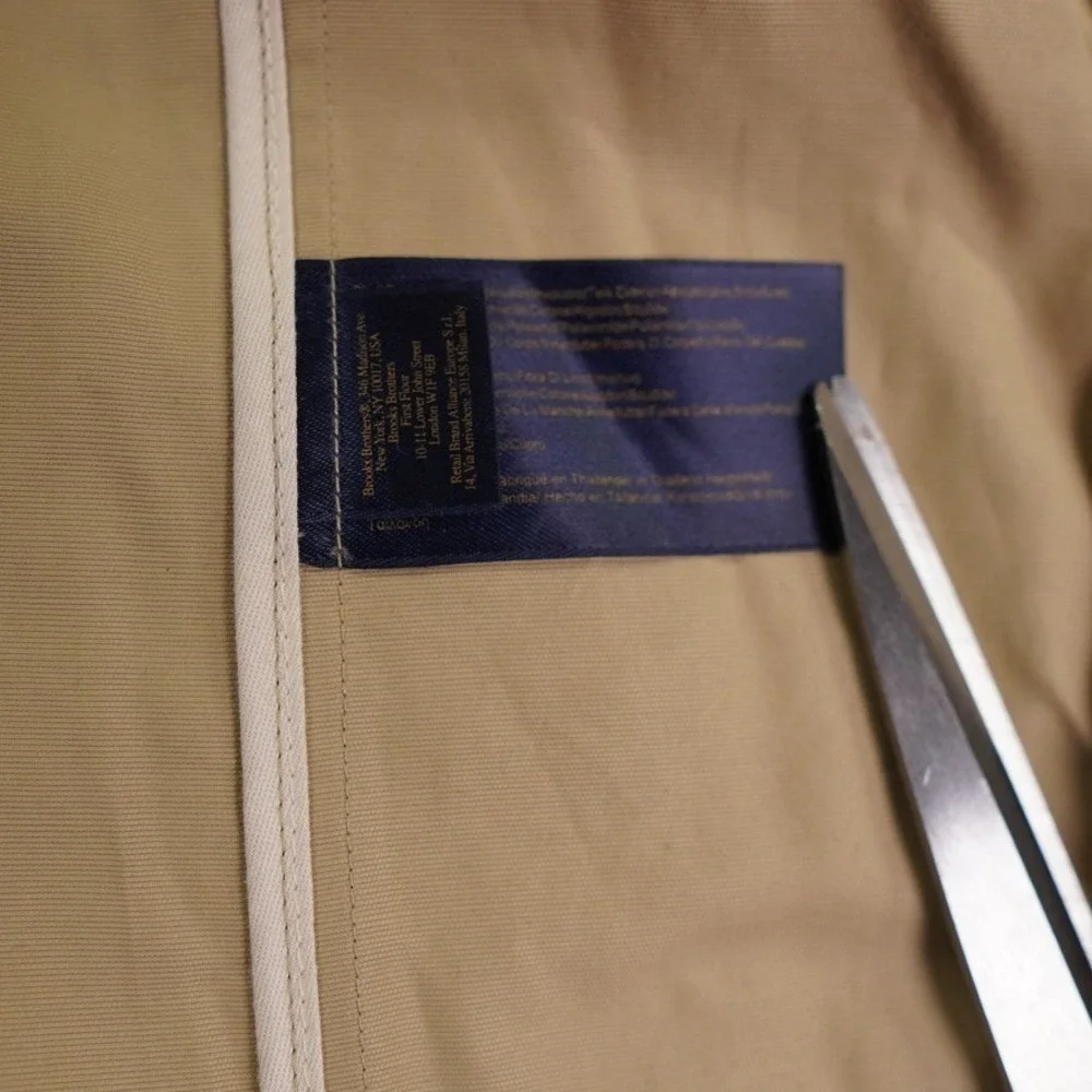 Brooks Brothers Trench‎ Coat Men Medium Khaki Cotton Y2K Belted Collar Heritage